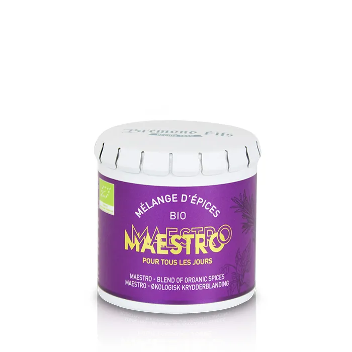 Maison Brémond Mélange d'épices bio "Maestro" pour pâtes, pizzas et légumes boîte clic-clac 25 g