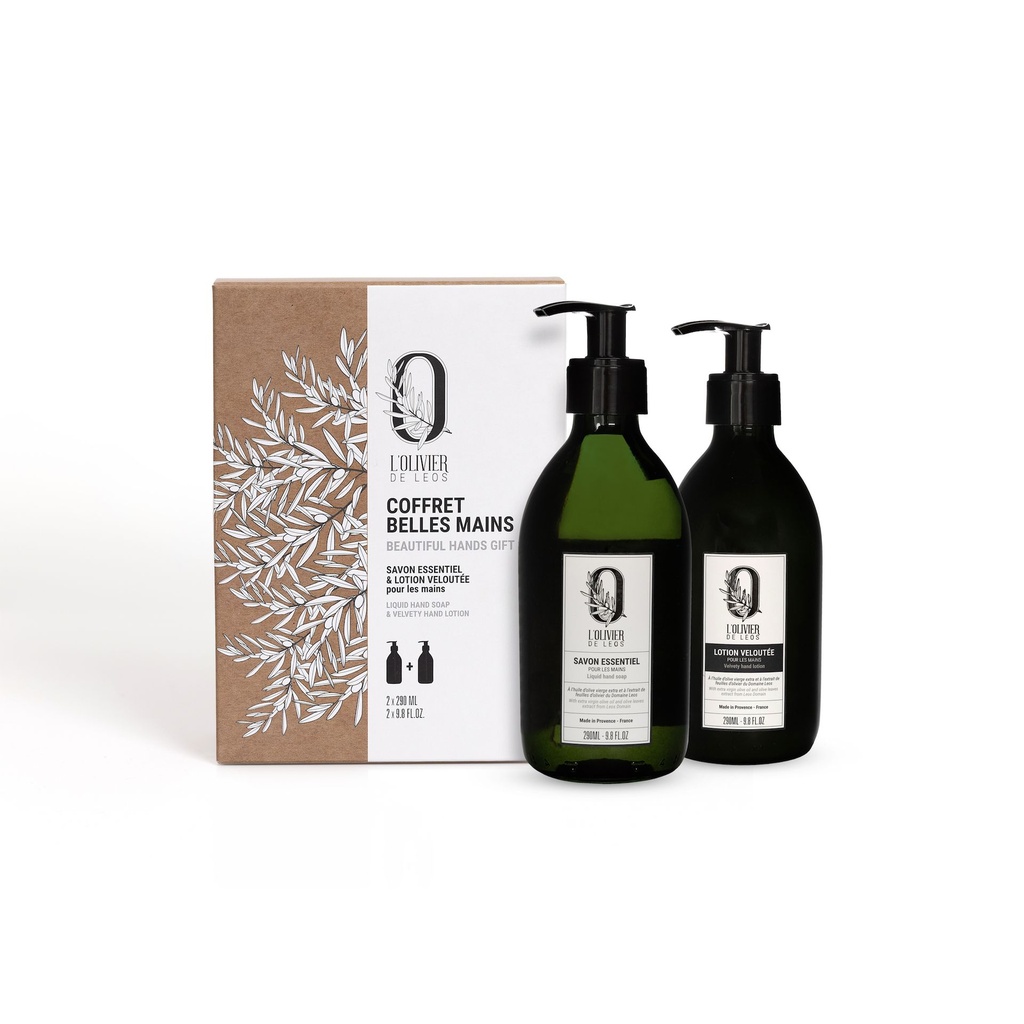 L'OLIVIER DE LEOS
Coffret belles mains
savon essentiel+lotion
veloutée
