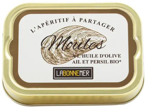 La Bonne Mer Moules à l’huile d’olive, ail et persil BIO 100g