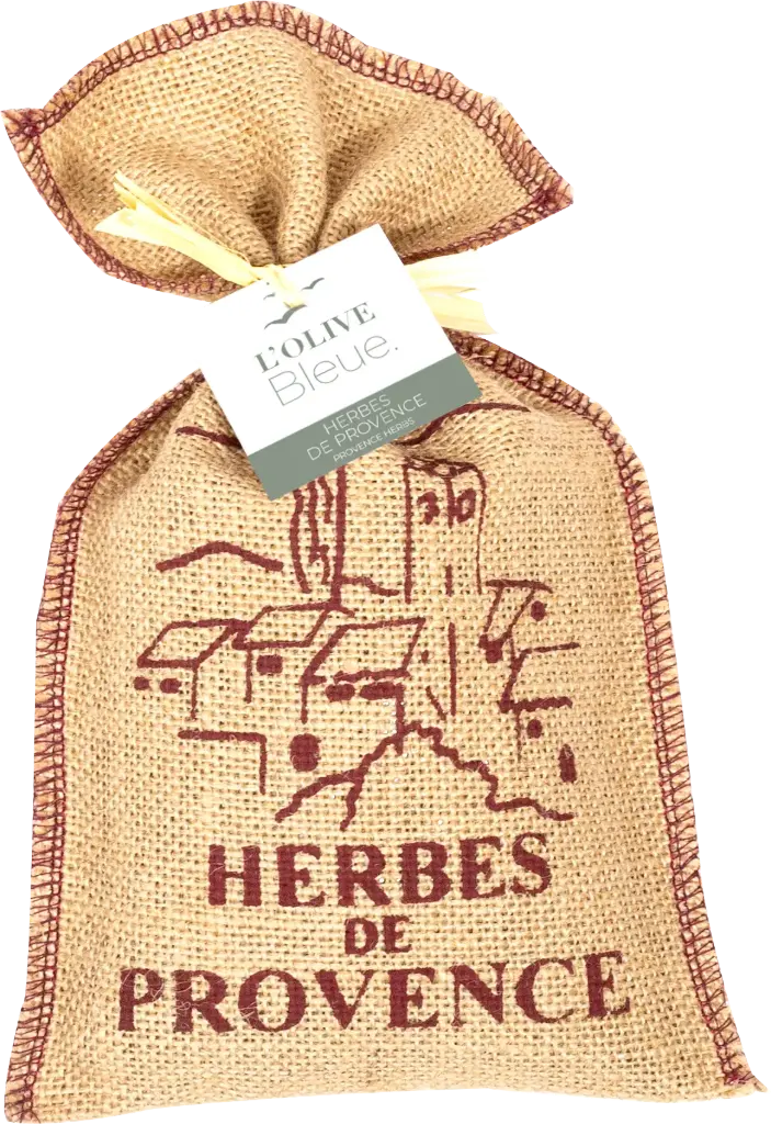 L'Olive Bleue Sachet Individuel Herbes de Provence en Toile Jute Sérigraphiée 150g