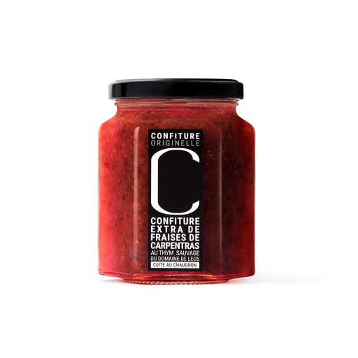 [CLFR328C] DOMAINE DE LEOS
Confiture extra de fraises de
Carpentras au thym sauvage 328g