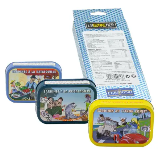La Bonne Mer Coffret de 3 boites de sardines (pissaladière, ratatouille, citron confit)
