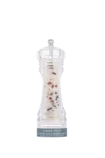 L'Olive Bleue Petit  Moulin Acrylique Sel Marin aux 4 Poivres & Baies 45g