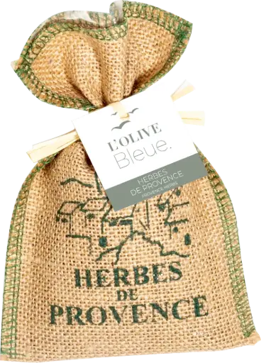 L'Olive Bleue Sachet Individuel Herbes de Provence Toile Jute Sérigraphiée 50g